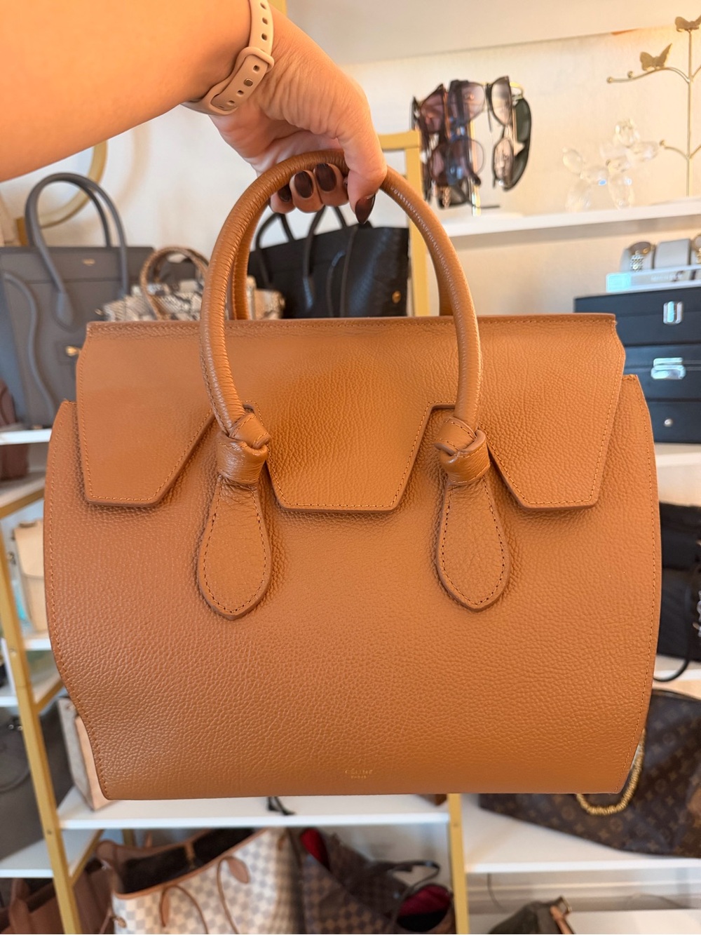 Celine Tan Leather Top-Handle Satchel